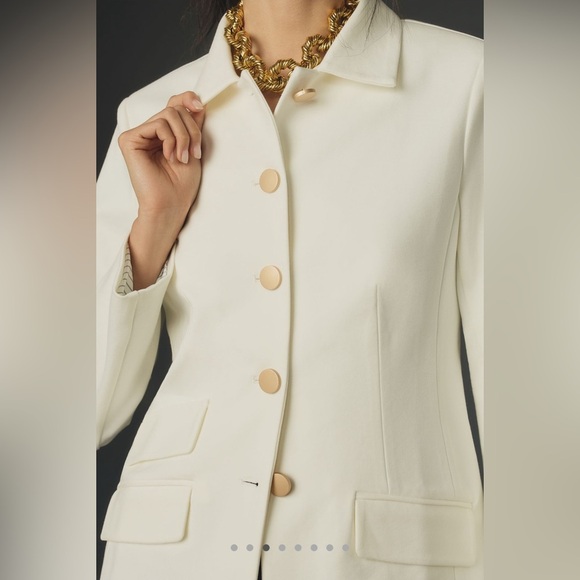 NWT Anthropologie Dolan Ponte White Military Blazer w/ Gold Buttons - Picture 2 of 12